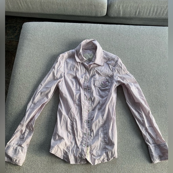 Guess button stripe purple shirt - Picture 1 of 2